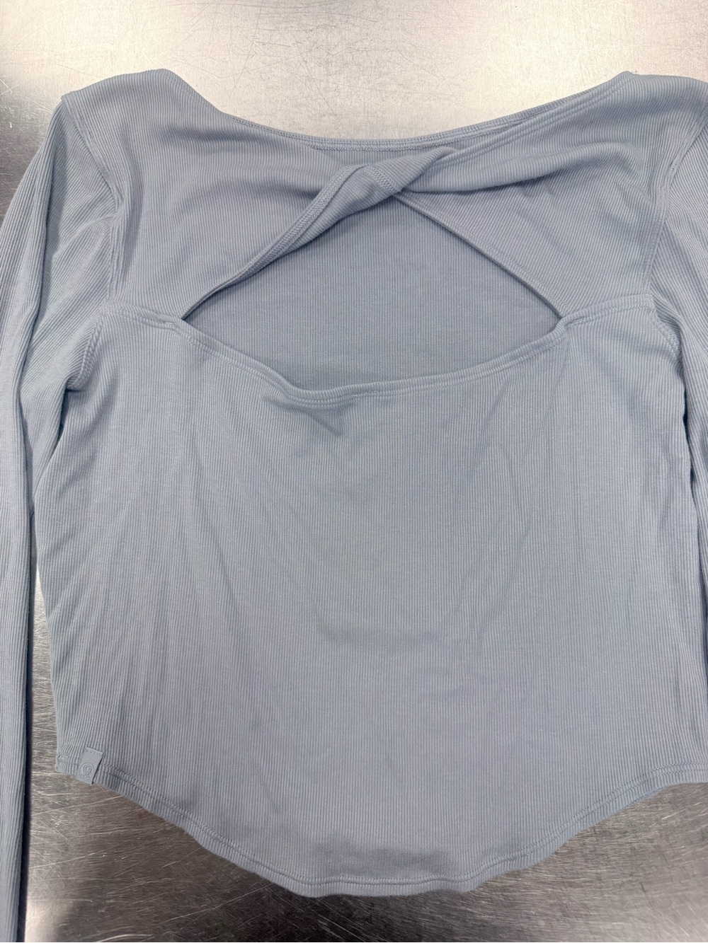 lululemon athletica Light Blue Ribbed Long-Sleeve Top with Twist Back